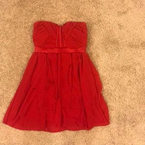 Flowery red strapless mini dress!